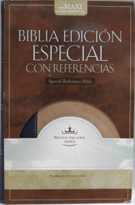 Biblia RVR Edición Especial símil piel tostado / azul, maxi concordancia.